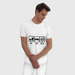 Пижама хлопковая мужская Еда, сон и Volvo, цвет: белый — фото 2