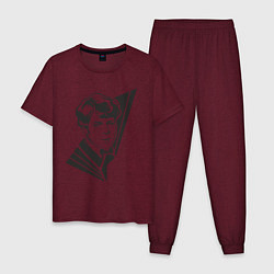 Пижама хлопковая мужская Юный Есенин, цвет: меланж-бордовый