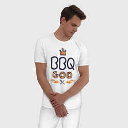Пижама хлопковая мужская BBQ God, цвет: белый — фото 2