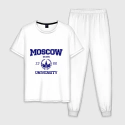 Пижама хлопковая мужская MGU Moscow University, цвет: белый
