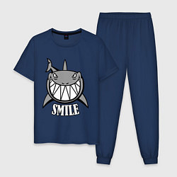 Пижама хлопковая мужская Shark Smile цвета тёмно-синий — фото 1
