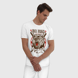 Пижама хлопковая мужская Футболка Русский медведь, цвет: белый — фото 2