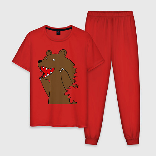 Мужская пижама Медведь цензурный / Красный – фото 1