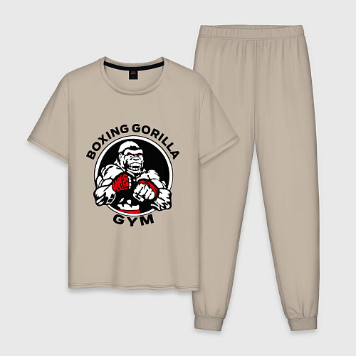 Мужская пижама Boxing gorilla gym / Миндальный – фото 1