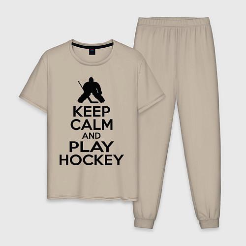 Мужская пижама Keep Calm & Play Hockey / Миндальный – фото 1