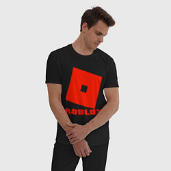 Пижама хлопковая мужская Roblox Logo, цвет: черный — фото 2