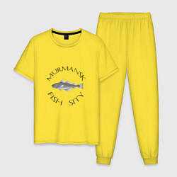 Пижама хлопковая мужская Мурманск цвета желтый — фото 1