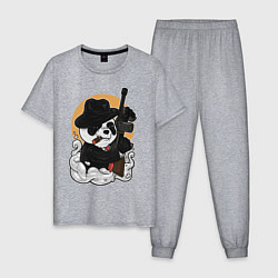 Пижама хлопковая мужская Гангстер Панда, цвет: меланж