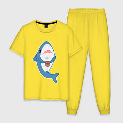 Пижама хлопковая мужская Hype Shark, цвет: желтый