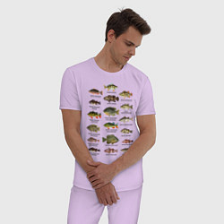 Пижама хлопковая мужская Разновидность окуней, цвет: лаванда — фото 2