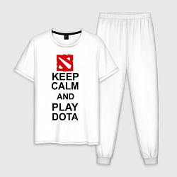 Пижама хлопковая мужская Keep Calm & Play Dota, цвет: белый