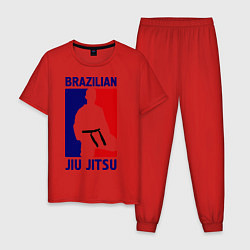 Пижама хлопковая мужская Brazilian Jiu jitsu, цвет: красный