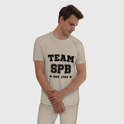 Пижама хлопковая мужская Team SPB est. 1703, цвет: миндальный — фото 2