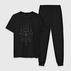 Пижама хлопковая мужская Славянский узор V1, цвет: черный