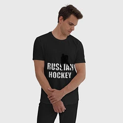 Пижама хлопковая мужская Russian hockey, цвет: черный — фото 2
