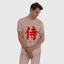 Пижама хлопковая мужская Самурай, цвет: пыльно-розовый — фото 2