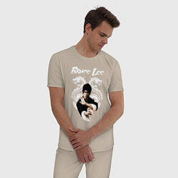 Пижама хлопковая мужская Bruce Lee dragons, цвет: миндальный — фото 2