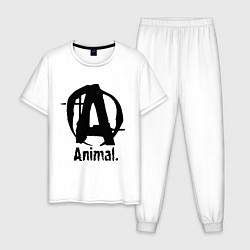 Пижама хлопковая мужская Animal Logo, цвет: белый