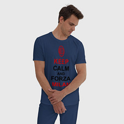 Пижама хлопковая мужская Keep Calm & Forza Milan, цвет: тёмно-синий — фото 2