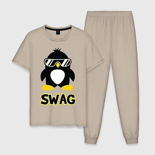 Мужская пижама SWAG Penguin / Миндальный – фото 1
