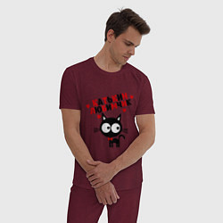 Пижама хлопковая мужская Катькин любимчик цвета меланж-бордовый — фото 2