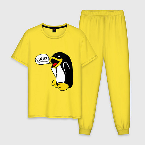 Мужская пижама Пингвин: Linux / Желтый – фото 1