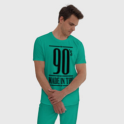Пижама хлопковая мужская Made in the 90s цвета зеленый — фото 2