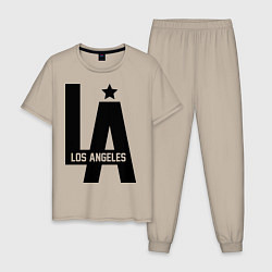 Пижама хлопковая мужская Los Angeles Star, цвет: миндальный