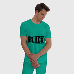 Пижама хлопковая мужская BLACK цвета зеленый — фото 2