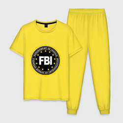 Пижама хлопковая мужская FBI Departament, цвет: желтый