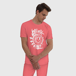 Пижама хлопковая мужская Blink-182: Smile, цвет: коралловый — фото 2