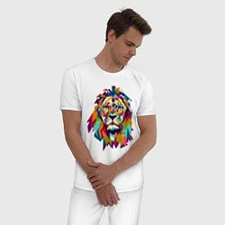 Пижама хлопковая мужская Lion Art, цвет: белый — фото 2