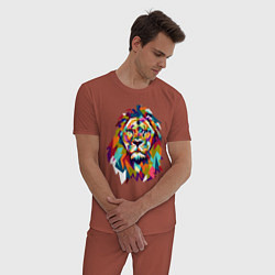 Пижама хлопковая мужская Lion Art, цвет: кирпичный — фото 2