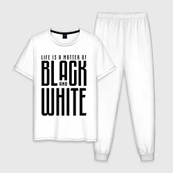 Пижама хлопковая мужская Juventus: Black & White, цвет: белый