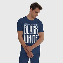 Пижама хлопковая мужская Juventus: Black & White, цвет: тёмно-синий — фото 2