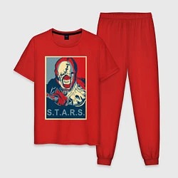 Пижама хлопковая мужская STARS, цвет: красный