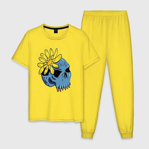 Мужская пижама Череп с цветком / Желтый – фото 1