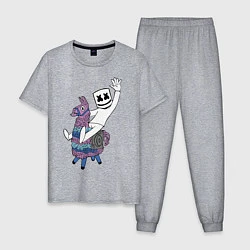 Пижама хлопковая мужская Marshmello x Llama, цвет: меланж