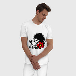 Пижама хлопковая мужская Игривый мачо, цвет: белый — фото 2