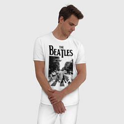 Пижама хлопковая мужская The Beatles: Mono Abbey Road, цвет: белый — фото 2