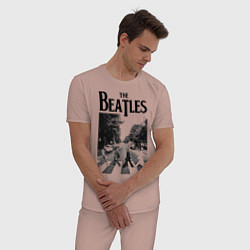 Пижама хлопковая мужская The Beatles: Mono Abbey Road цвета пыльно-розовый — фото 2