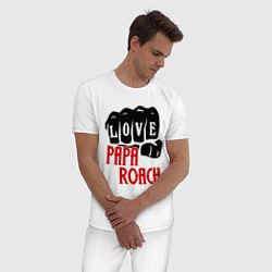 Пижама хлопковая мужская Love Papa Roach, цвет: белый — фото 2