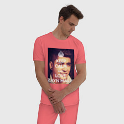 Пижама хлопковая мужская Keep Calm & Love Zayn Malik цвета коралловый — фото 2