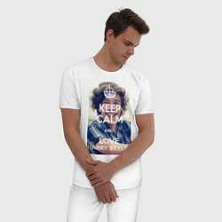 Пижама хлопковая мужская Keep Calm & Love Harry Styles, цвет: белый — фото 2