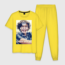 Пижама хлопковая мужская Keep Calm & Love Harry Styles цвета желтый — фото 1