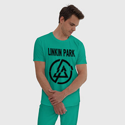 Пижама хлопковая мужская Linkin Park, цвет: зеленый — фото 2
