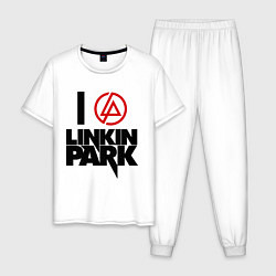 Пижама хлопковая мужская I love Linkin Park, цвет: белый