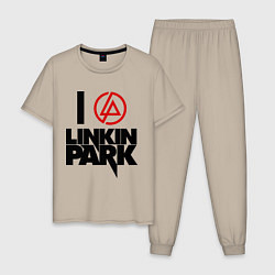 Пижама хлопковая мужская I love Linkin Park, цвет: миндальный