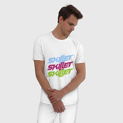 Пижама хлопковая мужская Skillet Tricolor, цвет: белый — фото 2