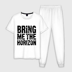 Пижама хлопковая мужская Bring me the horizon, цвет: белый